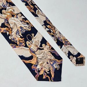 FREE MAN APPAREL 1 CORINTHIANS SILK TIE BLUE ORANGE ANGELS JACQUARD 4" X 55"
